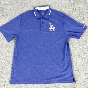 Los Angeles Dodgers Shirt Mens Large Blue MLB Baseball Nike Dri Fit Polo